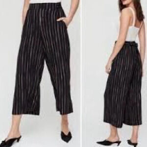 Aritzia Babaton Luiz Crop Wide Leg Culotte Pant in Navy Stripe - Size XL